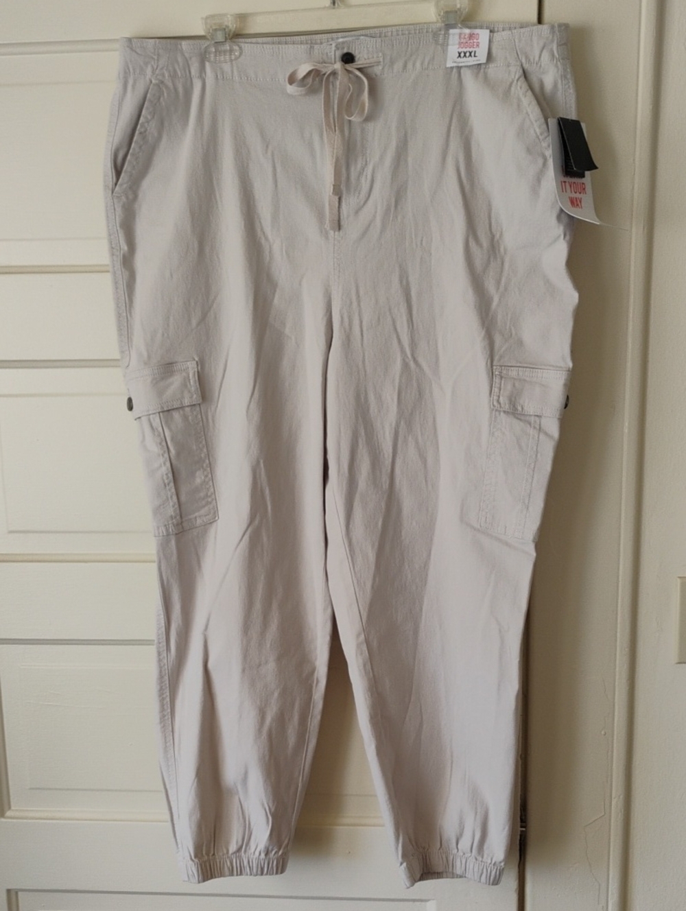 Celebrity Pink Women's Light Beige Cargo Joggers Sz XXL 98% Cotton